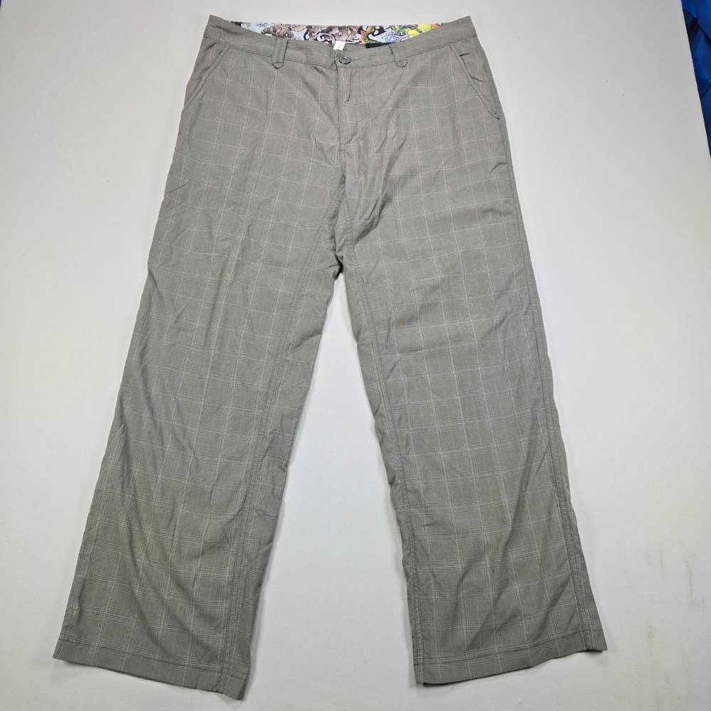Lululemon Athletica Kung Fu Pants Plaid Stretch Grey Mens 38x31 - Picture 1 of 12